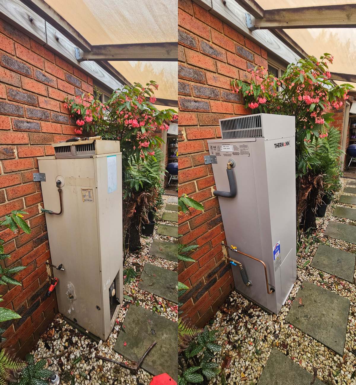 Hot Water Replacement Before and After